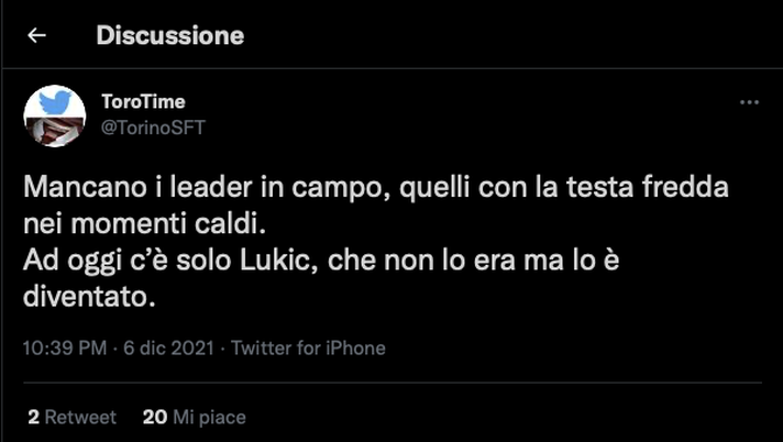 Cagliari-Torino 1-1, le reazioni social: “Mancano i leader in campo” - immagine 1