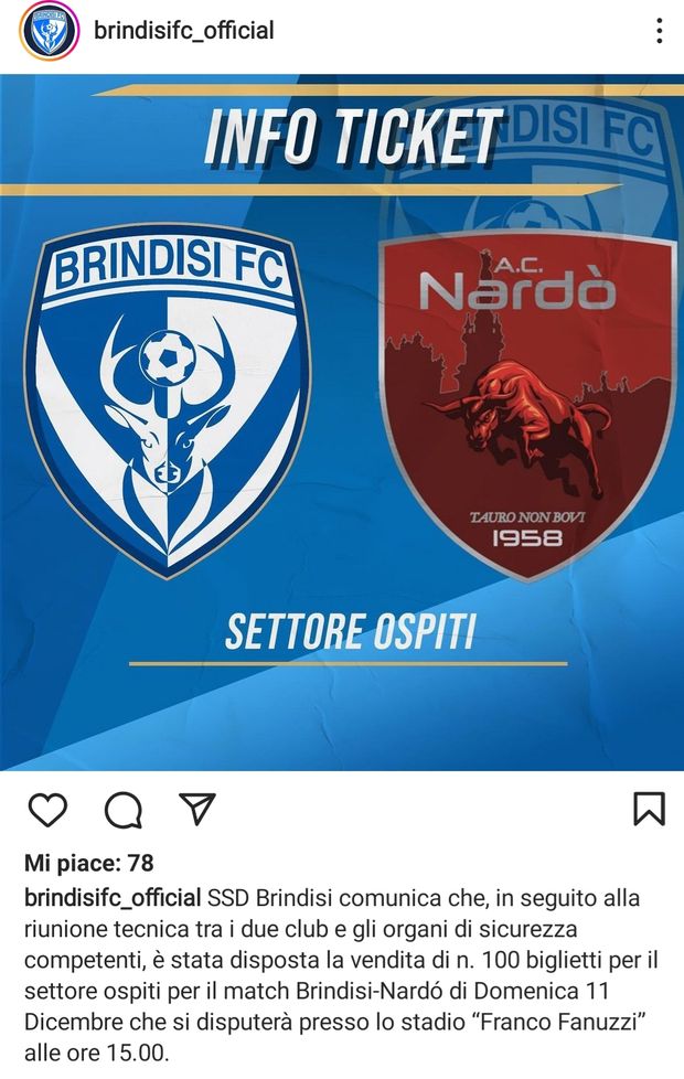 Serie D, derby Brindisi-Nardò: solo 100 biglietti ospiti in vendita- immagine 2