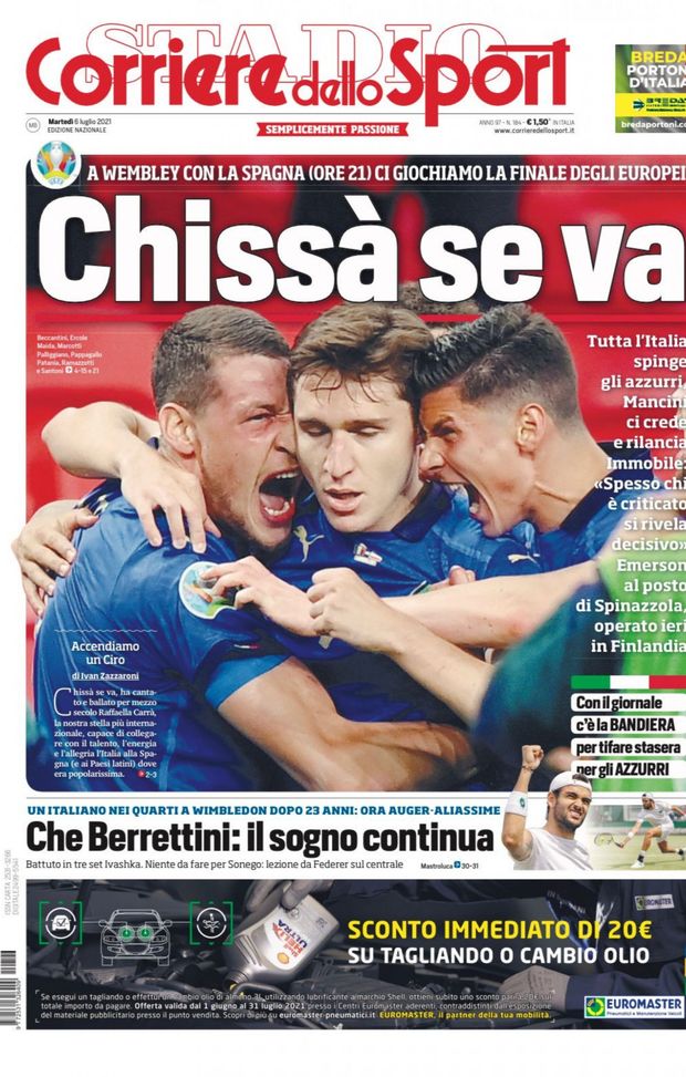 Prima Pagina, Corriere dello Sport: “Chissà se va. Mancini rilancia Immobile”  Prima Pagina, Corriere dello Sport: “Chissà se va. Mancini rilancia Immobile”