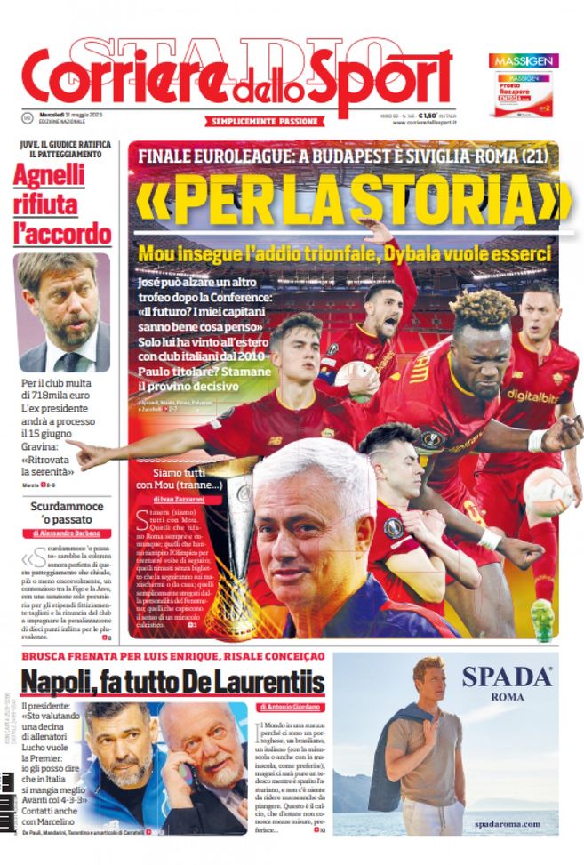 EDICOLA CDS – Per la storia. Finale EuroLeague: a Budapest è Siviglia-Roma - immagine 1