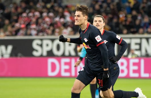 DUESSELDORF, GERMANY - DECEMBER 14: Patrick Schick of Leipzig celebrates during the Bundesliga match between Fortuna Duesseldorf and RB Leipzig at Merkur Spiel-Arena on December 14, 2019 in Duesseldorf, Germany. (Photo by Juergen Schwarz/Bongarts/Getty Images) Palermo