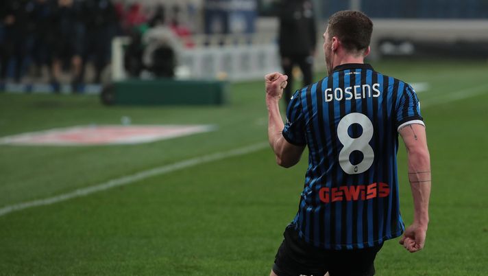 BERGAMO, ITALY - FEBRUARY 06: Robin Gosens of Atalanta BC celebrates his goal during the Serie A match between Atalanta BC  and Torino FC at Gewiss Stadium on February 06, 2021 in Bergamo, Italy. (Photo by Emilio Andreoli/Getty Images) 