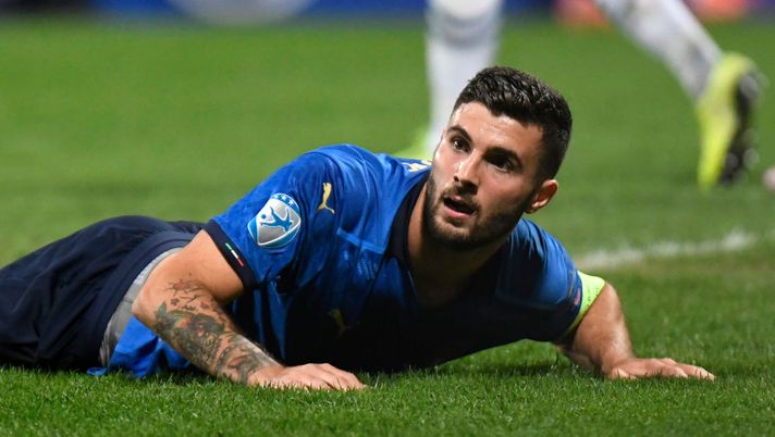 CELJE, SLOVENIA - MARCH 30: Patrick Cutrone of Italy reacts during the 2021 UEFA European Under-21 Championship Group B match between Italy and Slovenia at Stadion Celje on March 30, 2021 in Celje, Slovenia. Sporting stadiums around Slovenia remain under strict restrictions due to the Coronavirus Pandemic as Government social distancing laws prohibit fans inside venues resulting in games being played behind closed doors. (Photo by Jurij Kodrun/Getty Images) CELJE, SLOVENIA - MARCH 30: Patrick Cutrone of Italy reacts during the 2021 UEFA European Under-21 Championship Group B match between Italy and Slovenia at Stadion Celje on March 30, 2021 in Celje, Slovenia. Sporting stadiums around Slovenia remain under strict restrictions due to the Coronavirus Pandemic as Government social distancing laws prohibit fans inside venues resulting in games being played behind closed doors. (Photo by Jurij Kodrun/Getty Images)