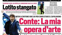 Prima Pagina, Corriere dello Sport: “Conte, la mia opera d’arte! Lotito stangato”