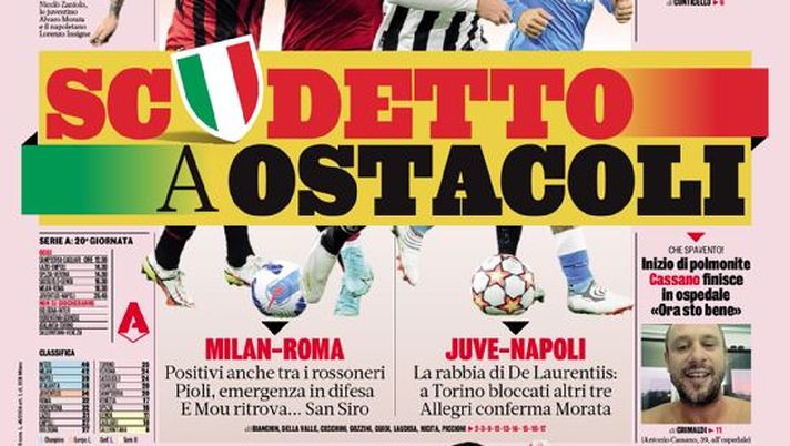 Prima Pagina, La Gazzetta dello Sport: “Scudetto a ostacoli. Il Covid sconvolge la A” - immagine 1