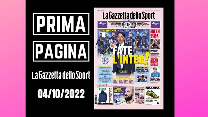 La Gazzetta dello Sport, la prima pagina di oggi, martedì 4 ottobre 2022 La Gazzetta dello Sport