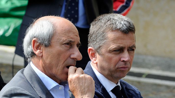 TURIN, ITALY - MAY 29:  Giuseppe Furino and Beniamino Vignola during the Heysel commemorative ceremony on May 29, 2010 in Turin, Italy. The ceremony remembers the disaster 25 years ago at Heysel Stadium when a wall collapsed before a Juventus - Liverpool match and 39 people were killed and 600 were injured.  (Photo by Claudio Villa/Getty Images) 