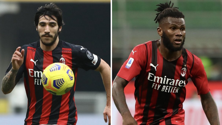 Sandro Tonali e Franck Kessie, centrocampisti del Milan (Getty Images)