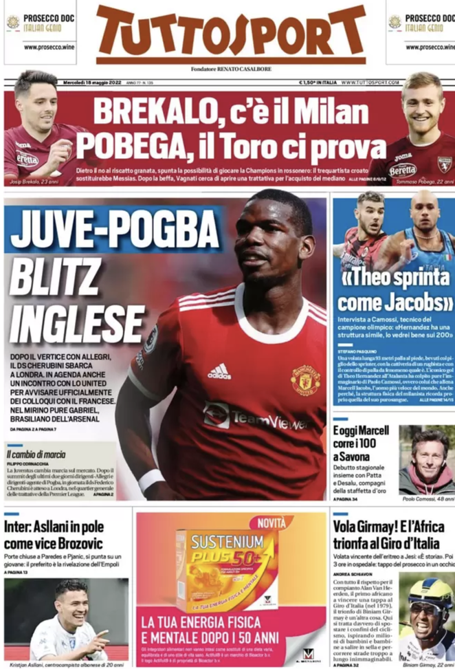 Prima Pagina, Tuttosport: “Juve-Pogba, blitz inglese. Theo sprinta come Jacobs”  prima pagina