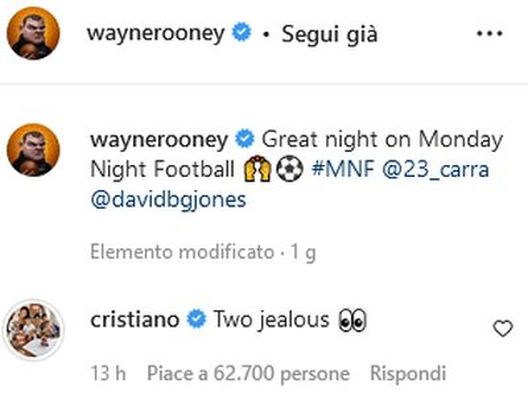 Cristiano Ronaldo, il commento social contro Carragher e Rooney diventa virale- immagine 2