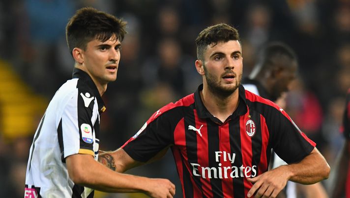 Ignacio Pussetto e Patrick Cutrone durante Udinese-Milan 0-1 (credits: GETTY Images) 