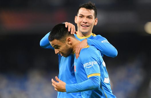 NAPLES, ITALY -(Photo by Francesco Pecoraro/Getty Images) Ounas ed Elmas mattatori, Leicester Ko, il Napoli va ai sedicesimi di EL- immagine 2