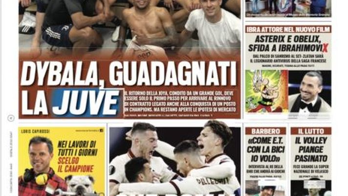 Prima Pagina, Tuttosport: &#8220;Inter, lo scudetto vale un miliardo. Dybala, guadagnati la Juve&#8221; 