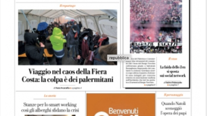 Prima Pagina, La Repubblica Palermo: “Lidi, chiese, aziende il piano della Regione per rilanciare i vaccini”  Prima Pagina, La Repubblica Palermo: “Lidi, chiese, aziende il piano della Regione per rilanciare i vaccini”