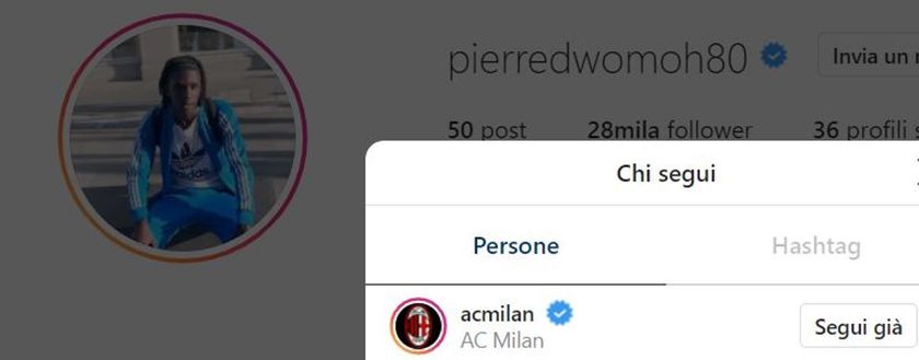 Dwomoh segue il Milan su Instagram Dwomoh segue il Milan su Instagram