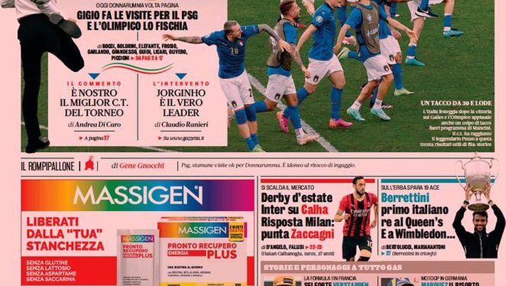 Prima Pagina, La Gazzetta dello Sport: “Primissimi, anche il Galles k.o.” 