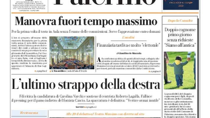 Prima Pagina, La Repubblica-Palermo: “L’ultimo strappo della destra” - immagine 1