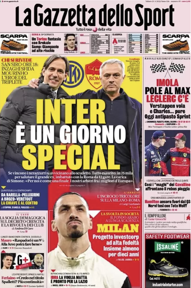 Prima Pagina, Gazzetta della Sport: “Inter, è un giorno Special. Svolta Milan” prima pagina