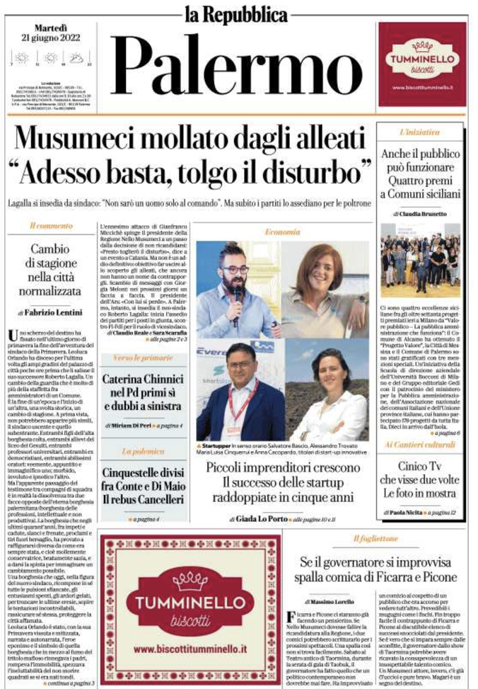 Prima Pagina, La Repubblica-Palermo: “Musumeci mollato dagli alleati, adesso basta” prima pagina