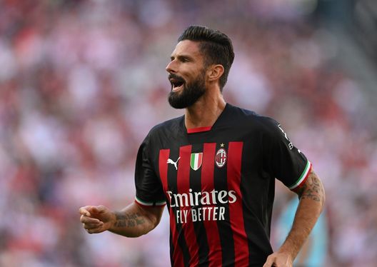Olivier Giroud, attaccante del Milan, esulta (Getty Images) Olivier Giroud, attaccante del Milan, esulta