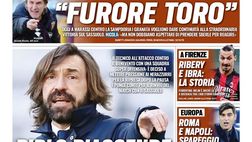 Prima Pagina, Tuttosport: “Pirlo riaccende Juve-Inter. Ribery e Ibra, la storia. Furore Toro”