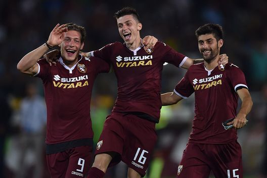 Baselli, Benassi e Belotti dopo il successo contro la Fiorentina Baselli, Benassi e Belotti dopo il successo contro la Fiorentina