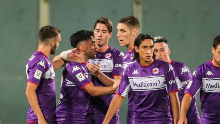 GERMOGLI PH: 13 AGOSTO 2021 FIRENZE STADIO ARTEMIO FRANCHI COPPA ITALIA FIORENTINA VS COSENZA NELLA FOTO ESULTANZA GOL VLAHOVIC CON GONZALEZ GERMOGLI PH: 13 AGOSTO 2021 FIRENZE STADIO ARTEMIO FRANCHI COPPA ITALIA FIORENTINA VS COSENZA NELLA FOTO ESULTANZA GOL VLAHOVIC CON GONZALEZ