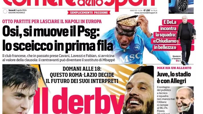 prima pagina corriere dello sport