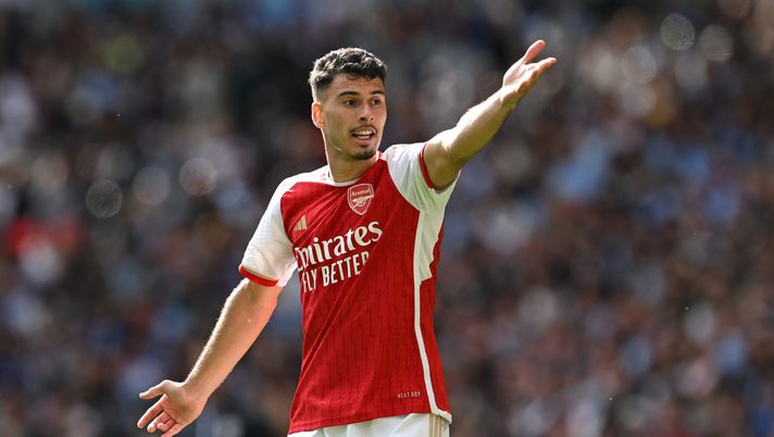 LONDON, ENGLAND - AUGUST 06:  Gabriel Martinelli of Arsenal during The FA Community Shield match between Manchester City against Arsenal at Wembley Stadium on August 06, 2023 in London, England. (Photo by Shaun Botterill/Getty Images)  Arsenal Bayern Monaco