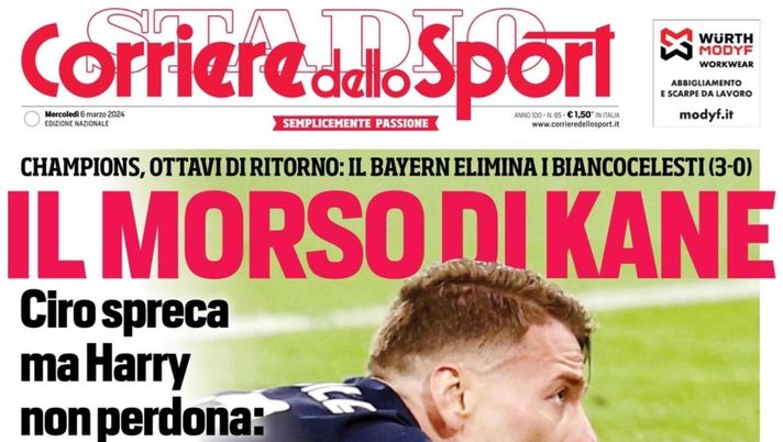 PRIMA PAGINA CORRIERE DELLO SPORT OGGI: