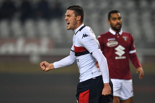TURIN, ITALY - JANUARY 09: Andrea Favilli of Genoa CFC celebrates the opening goal during the Coppa Italia match between Torino FC and Genoa CFC at Stadio Olimpico Grande Torino on January 9, 2020 in Turin, Italy. (Photo by Valerio Pennicino/Getty Images) TURIN, ITALY - JANUARY 09: Andrea Favilli of Genoa CFC celebrates the opening goal during the Coppa Italia match between Torino FC and Genoa CFC at Stadio Olimpico Grande Torino on January 9, 2020 in Turin, Italy. (Photo by Valerio Pennicino/Getty Images)
