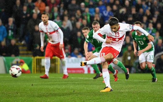 BELFAST, NORTHERN IRELAND - NOVEMBER 09: Ricardo Rodriguez of Switzerland scores his sides first goal during the FIFA 2018 World Cup Qualifier Play-Off: First Leg between Northern Ireland and Switzerland at Windsor Park on November 9, 2017 in Belfast, Northern Ireland. (Photo by Michael Regan/Getty Images) BELFAST, NORTHERN IRELAND - NOVEMBER 09: Ricardo Rodriguez of Switzerland scores his sides first goal during the FIFA 2018 World Cup Qualifier Play-Off: First Leg between Northern Ireland and Switzerland at Windsor Park on November 9, 2017 in Belfast, Northern Ireland. (Photo by Michael Regan/Getty Images)