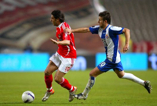 BARCELONA, SPAIN - APRIL 5: Rui Costa of Benfica and Luis Garcia of Espanyol compete in action during the match between Espanyol and Benfica, of UEFA Cup quarter final, first leg match between Espanyol and Benfica at the Lluis Companys stadium on April 5, 2007 in Barcelona, Spain. (Photo by Bagu Blanco/Getty Images) BARCELONA, SPAIN - APRIL 5: Rui Costa of Benfica and Luis Garcia of Espanyol compete in action during the match between Espanyol and Benfica, of UEFA Cup quarter final, first leg match between Espanyol and Benfica at the Lluis Companys stadium on April 5, 2007 in Barcelona, Spain. (Photo by Bagu Blanco/Getty Images)