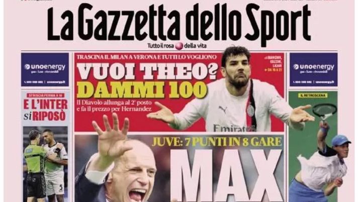 PRIMA PAGINA GAZZETTA DELLO SPORT OGGI