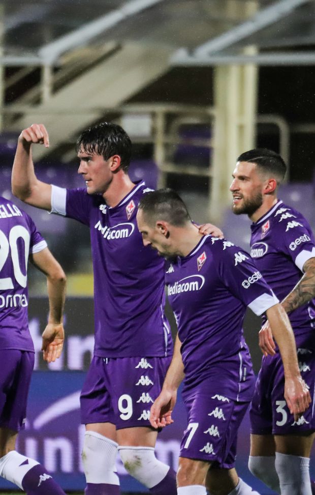  GERMOGLI PH: 23 GENNAIO 2021 FIRENZE STADIO ARTEMIO FRANCHI SERIE A FIORENTINA VS CROTONE NELLA FOTO GOL ED ESULTANZA VLAHOVIC 