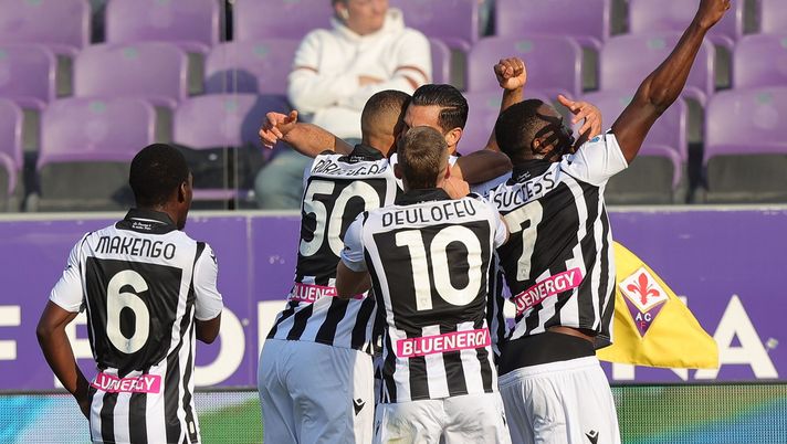 FLORENCE, ITALY - APRIL 27: Pablo Mari' of Udinese Calcio celebrates after scoring a goal during the Serie A match between ACF Fiorentina and Udinese Calcio at Stadio Artemio Franchi on April 27, 2022 in Florence, Italy. (Photo by Gabriele Maltinti/Getty Images)