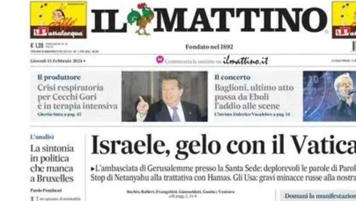 prima pagina il mattino oggi