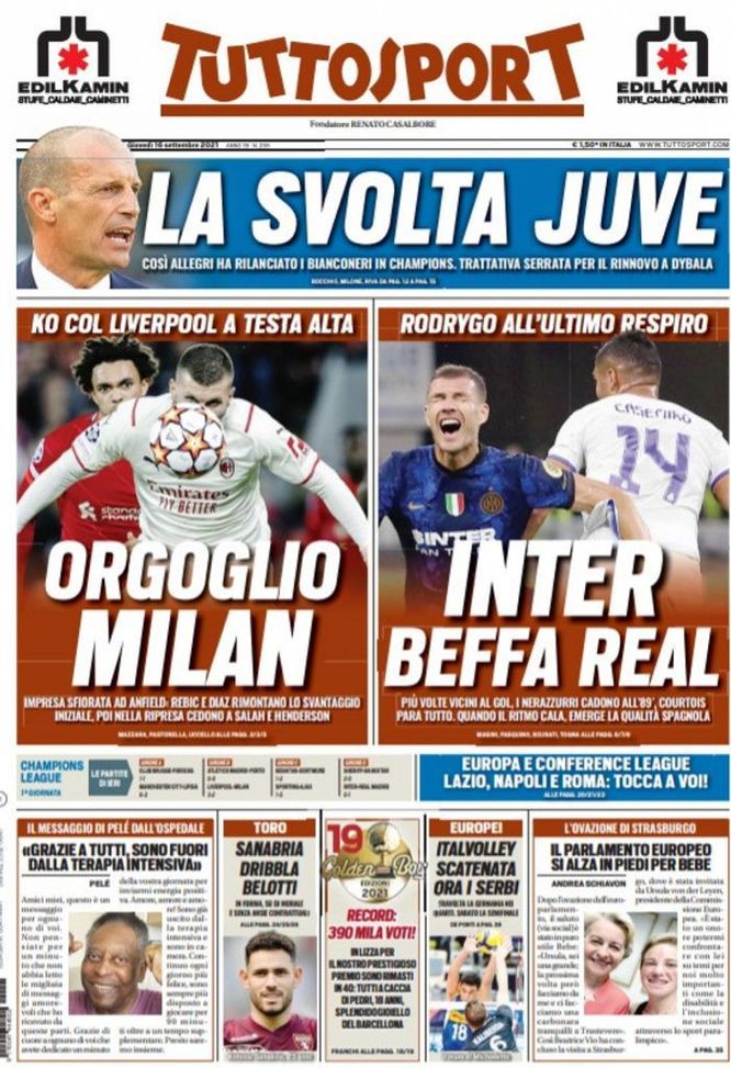 EDICOLA TS – Inter, beffa Real: Courtois para tutto, i nerazzurri cadono all’89’ 