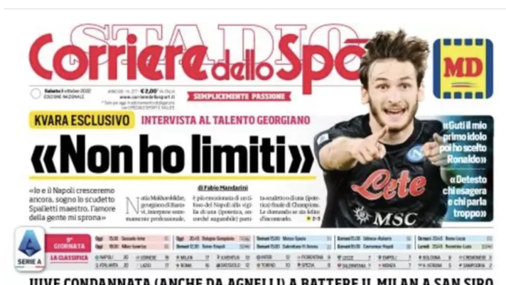 IL NAPOLI SUI MEDIA – Le prime pagine dei giornali di oggi 08 ottobre 2022 - immagine 1