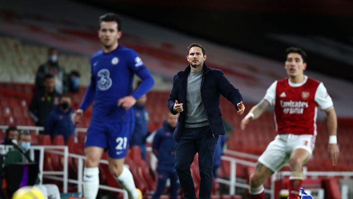 LONDON, ENGLAND - DECEMBER 26: Frank Lampard, Manager of Chelsea reacts during the Premier League match between Arsenal and Chelsea at Emirates Stadium on December 26, 2020 in London, England. The match will be played without fans, behind closed doors as a Covid-19 precaution. (Photo by Julian Finney/Getty Images) LONDON, ENGLAND - DECEMBER 26: Frank Lampard, Manager of Chelsea reacts during the Premier League match between Arsenal and Chelsea at Emirates Stadium on December 26, 2020 in London, England. The match will be played without fans, behind closed doors as a Covid-19 precaution. (Photo by Julian Finney/Getty Images)