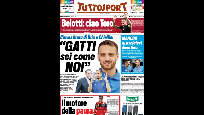 Prima Pagina, Tuttosport: “Belotti, ciao Toro. Gatti sei come noi”  Prima Pagina