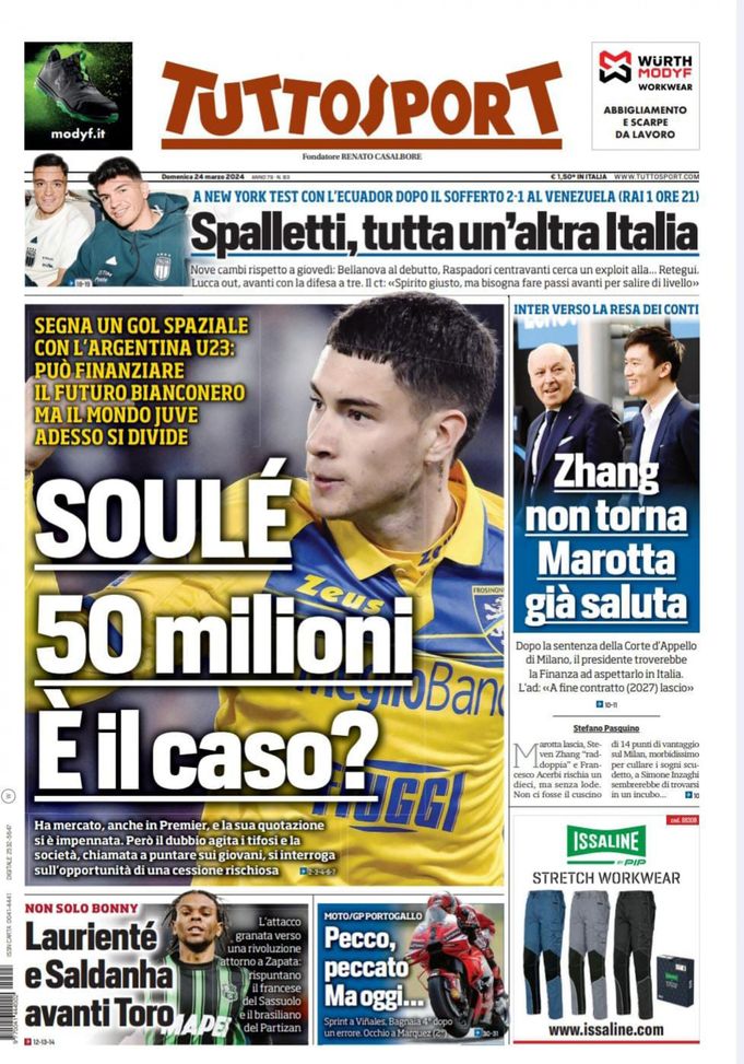 EDICOLA TS – Zhang non torna, Marotta già saluta - immagine 1
