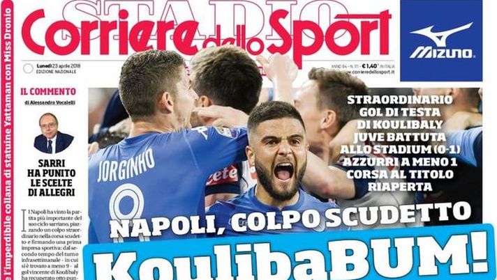 Prima Pagina, Corriere dello Sport: “KoulibaBUM! Napoli, colpo scudetto. Ünder: ‘Roma, andiamo a Kiev’…” 