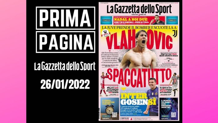 La Gazzetta dello Sport, la prima pagina di oggi, mercoledì 26 gennaio 2022 La Gazzetta dello Sport