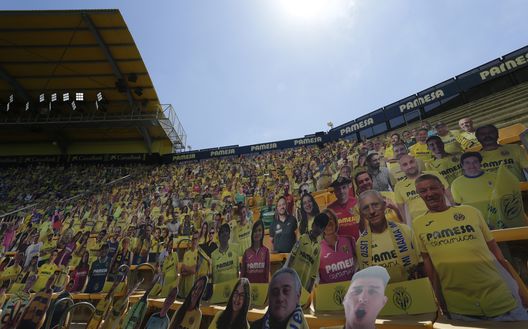 VILLAREAL, SPAIN - JUNE 28: Cardboard cut out fans adorn the seats ahead of the Liga match between Villarreal CF and Valencia CF at Estadio de la Ceramica on June 28, 2020 in Villareal, Spain. (Photo by Eric Alonso/Getty Images) VILLAREAL, SPAIN - JUNE 28: Cardboard cut out fans adorn the seats ahead of the Liga match between Villarreal CF and Valencia CF at Estadio de la Ceramica on June 28, 2020 in Villareal, Spain. (Photo by Eric Alonso/Getty Images)