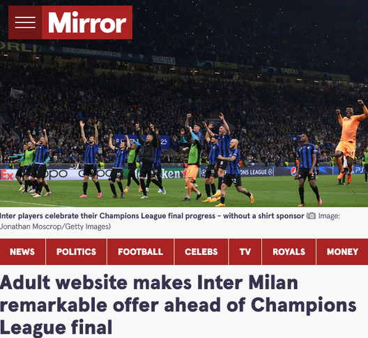 Sponsor, sito per adulti offre all’Inter 100 mln: “Vogliamo penetrare mercati come fanno loro in area”- immagine 2