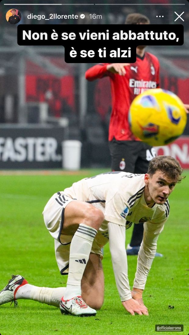 Milan-Roma, Llorente carica i suoi sui social: “Non è se vieni abbattuto, è se ti alzi”- immagine 2