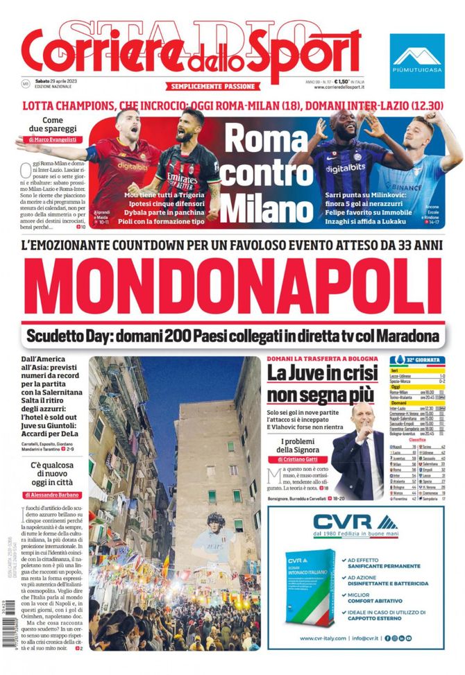 EDICOLA CDS – Roma contro Milano, incrocio per la Champions: Inzaghi punta su Lukaku - immagine 1