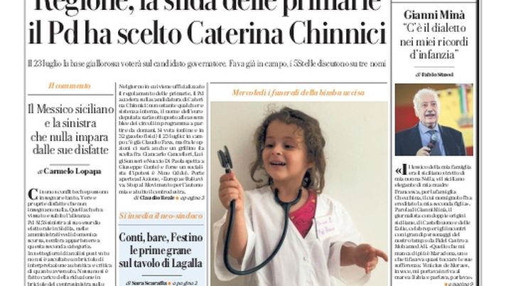Prima Pagina, La Repubblica-Palermo: “Regione, la sfida delle primarie”  Prima Pagina, La Repubblica-Palermo: “Regione, la sfida delle primarie” - immagine 1