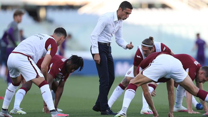 FLORENCE, ITALY - JULY 19: Moreno Longo manager of Torino FC gestures during the Serie A match between ACF Fiorentina and  Torino FC at Stadio Artemio Franchi on July 19, 2020 in Florence, Italy.  (Photo by Gabriele Maltinti/Getty Images) 